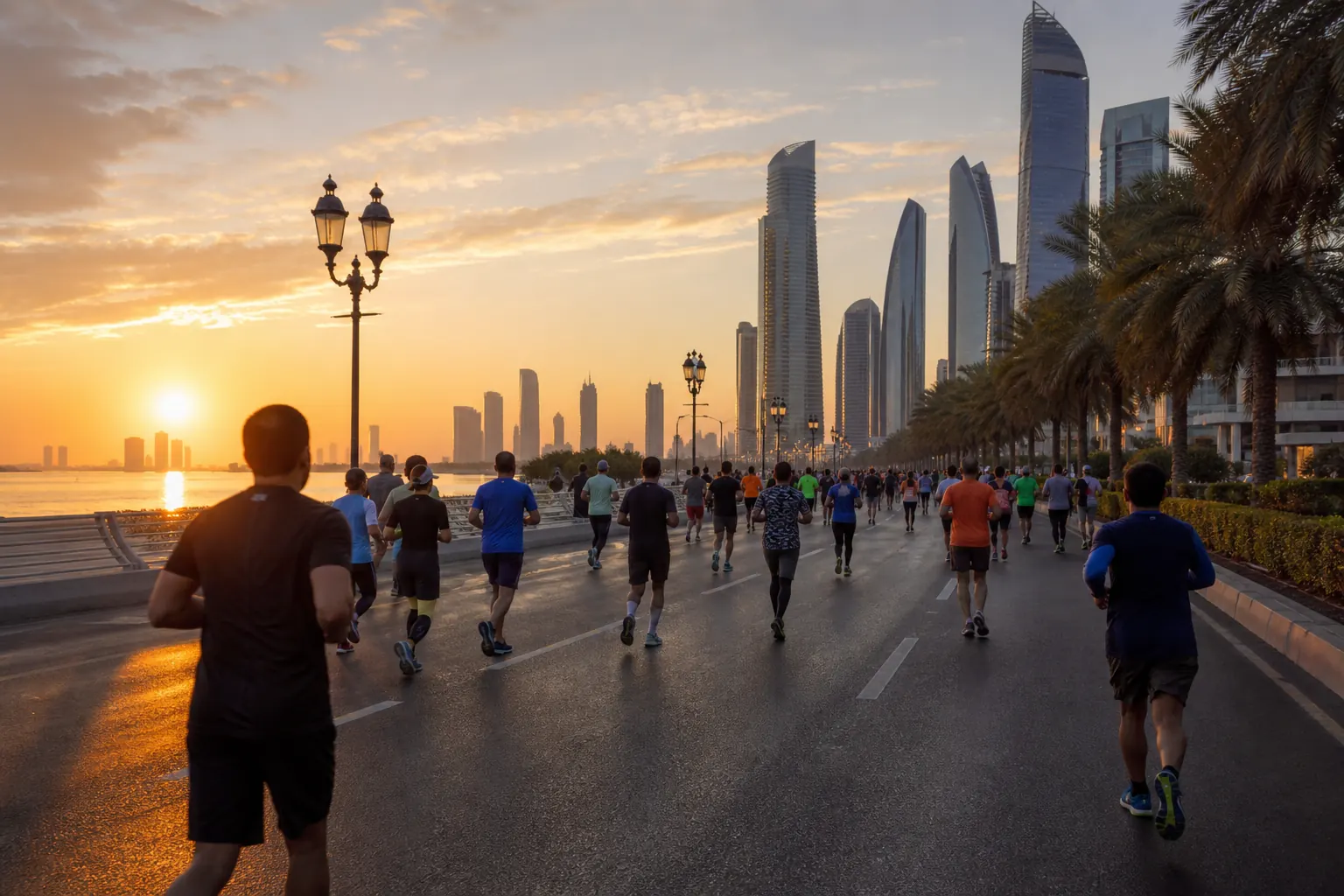 Illustration éditoriale ; elle ne documente pas cette édition ni le lieu exact. ADNOC Abu Dhabi Marathon à Abu Dhabi