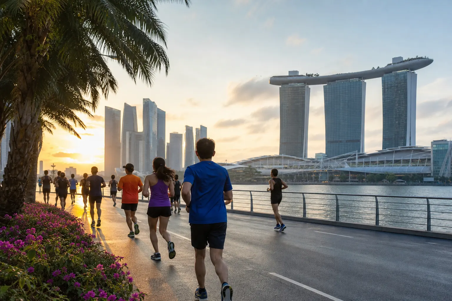Illustration éditoriale ; elle ne documente pas cette édition ni le lieu exact. BYD Singapore International Marathon presented by Adidas à Singapour
