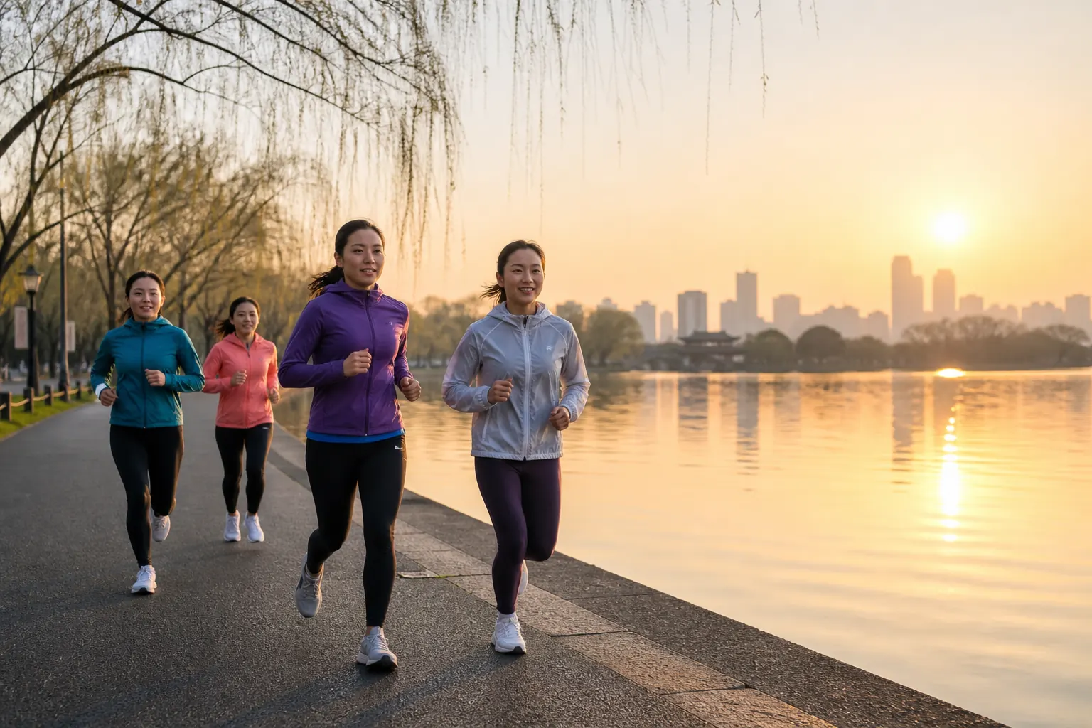 Illustration éditoriale ; elle ne documente pas cette édition ni le lieu exact. Hangzhou Qiantang Women's Half Marathon à Hangzhou