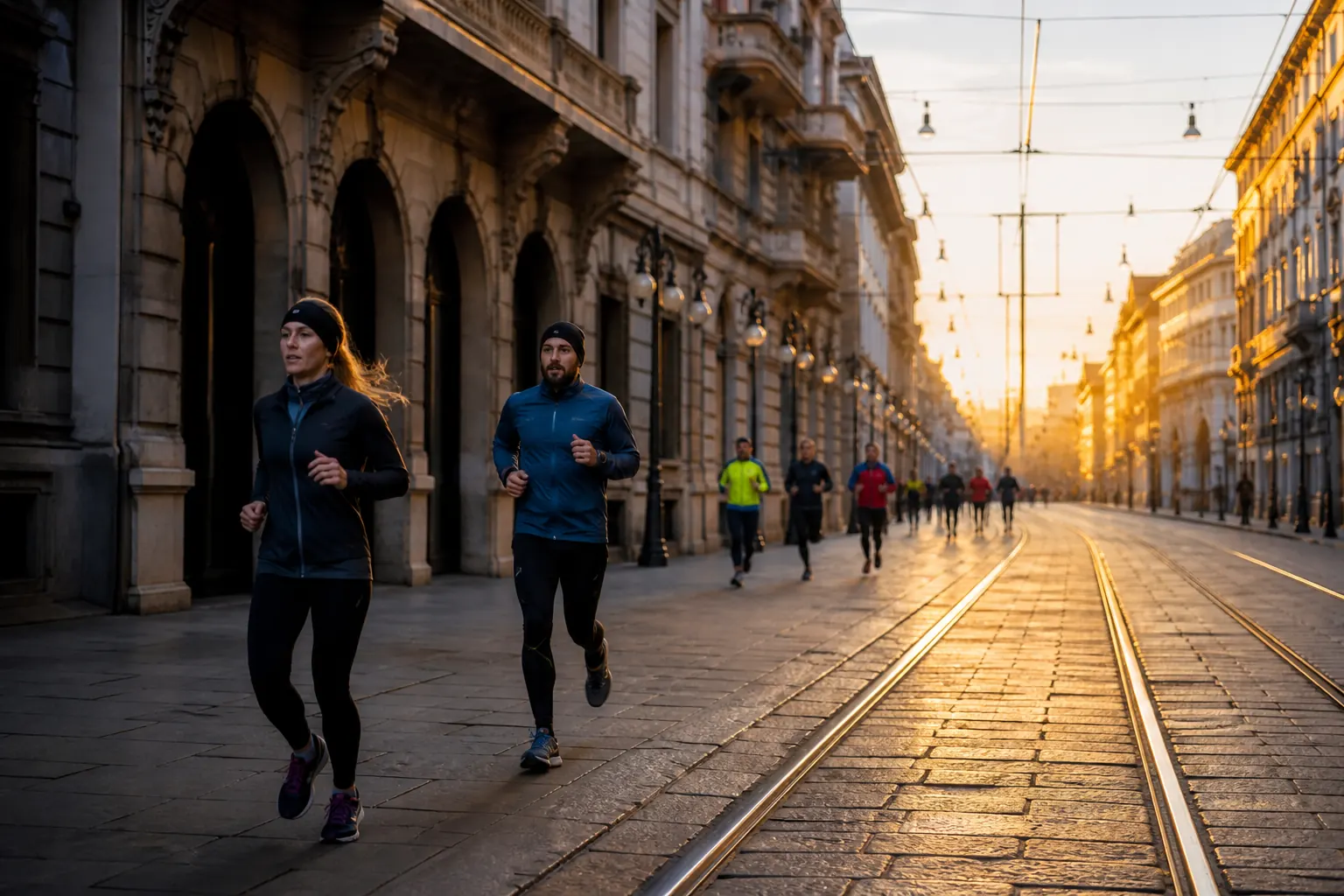 Illustration éditoriale ; elle ne documente pas cette édition ni le lieu exact. Milano Half Marathon à Milan