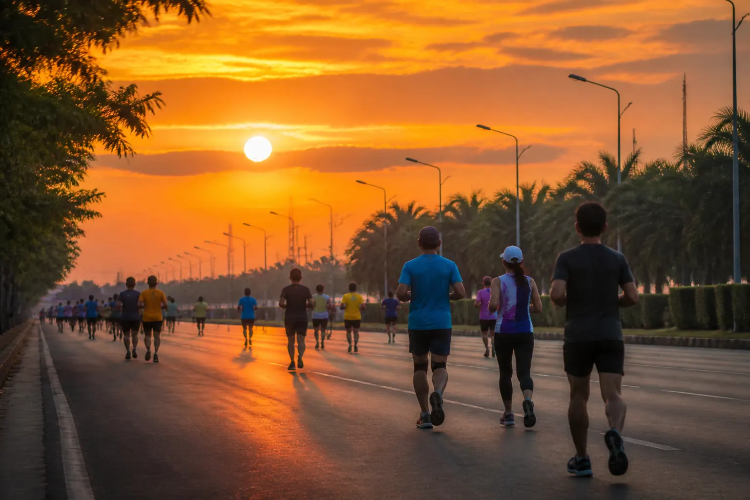 Illustration éditoriale ; elle ne documente pas cette édition ni le lieu exact. Korat Marathon à Nakhon Ratchasima