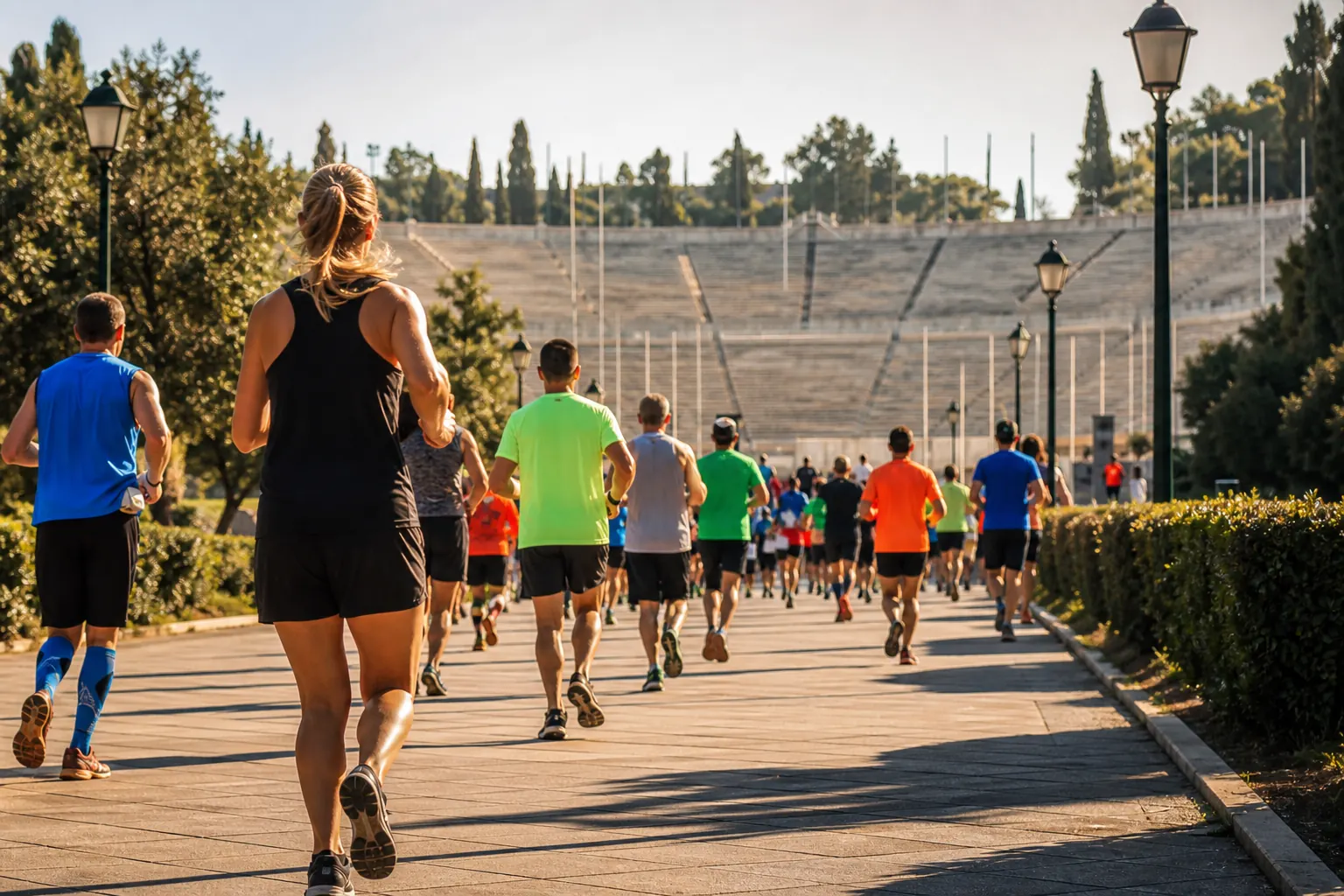 Illustration éditoriale ; elle ne documente pas cette édition ni le lieu exact. Athens Marathon. The Authentic à Athens
