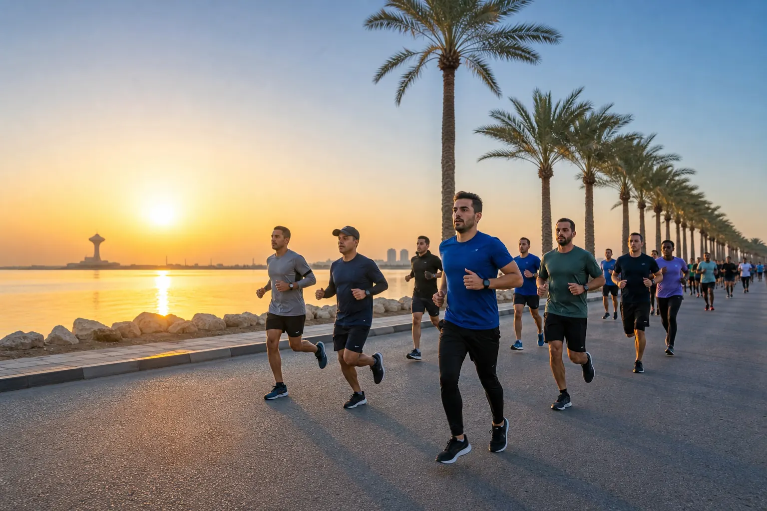Illustration éditoriale ; elle ne documente pas cette édition ni le lieu exact. Sharqiyah International Race - Half Marathon à Al Khobar