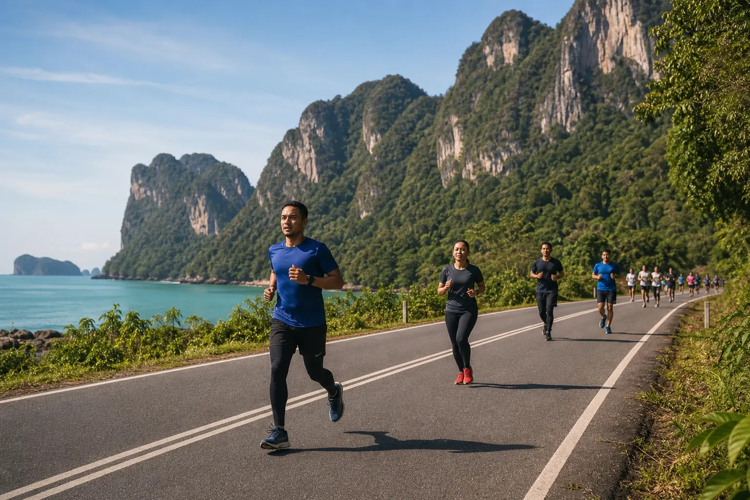 Illustration éditoriale ; elle ne documente pas cette édition ni le lieu exact. Langkawi International Half Marathon à Langkawi