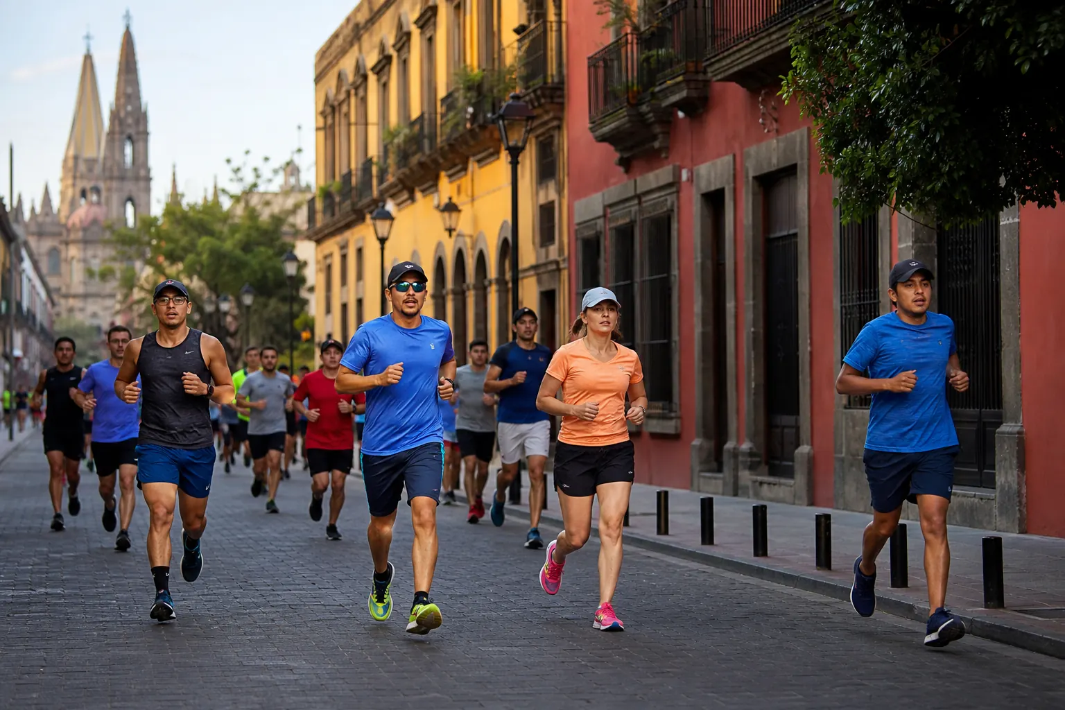 Illustration éditoriale ; elle ne documente pas cette édition ni le lieu exact. XLI Maratón Internacional Guadalajara Hidratado por Electrolit à Guadalajara