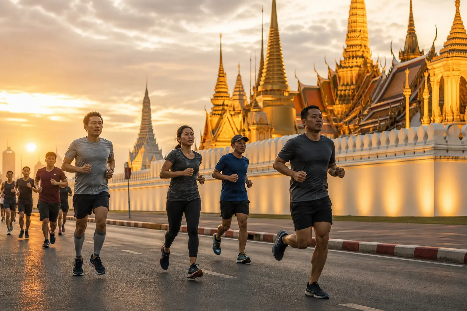 Illustration éditoriale ; elle ne documente pas cette édition ni le lieu exact. Amazing Thailand Marathon Bangkok - Official Bangkok Capital City Marathon à Bangkok