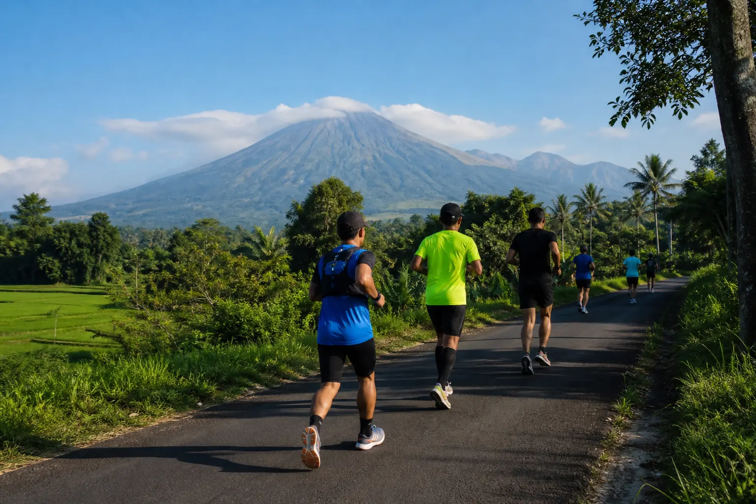 Illustration éditoriale ; elle ne documente pas cette édition ni le lieu exact. Bank Jateng Borobudur Marathon à Magelang