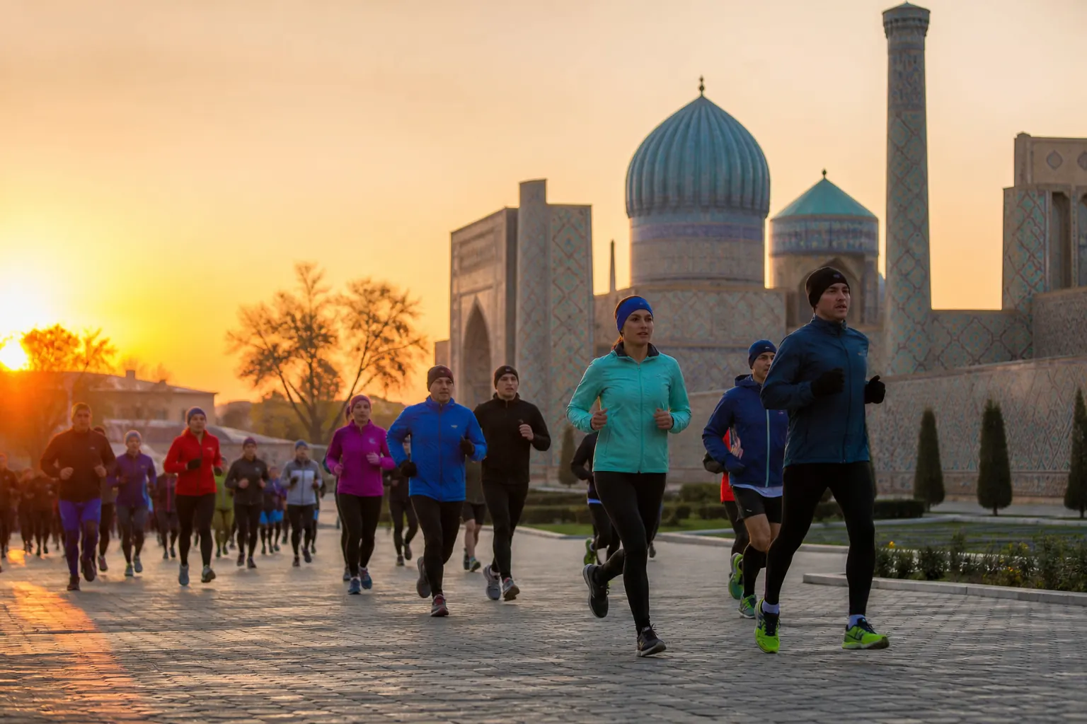 Illustration éditoriale ; elle ne documente pas cette édition ni le lieu exact. Samarkand Marathon à Samarkand