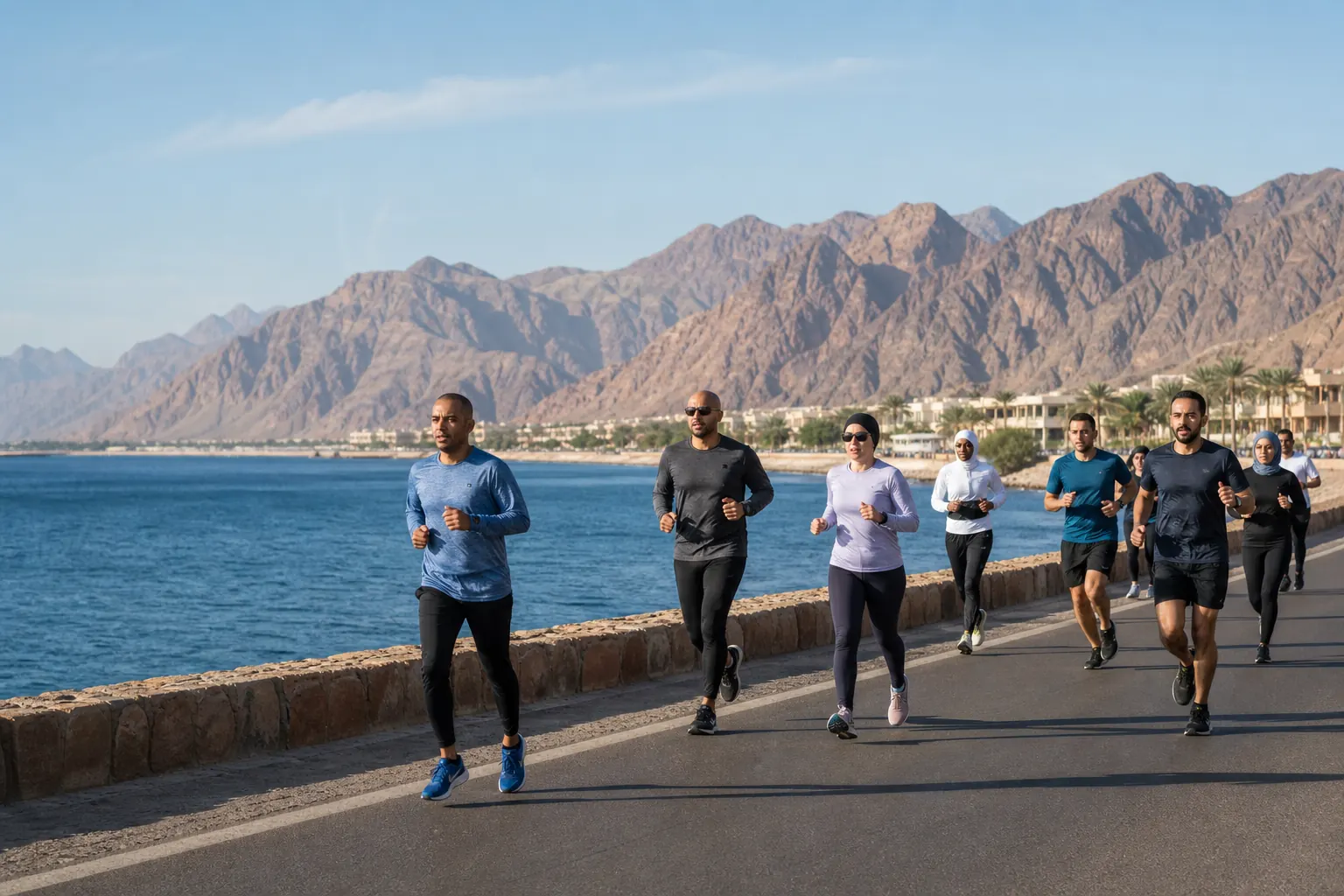 Redaktionelle Illustration; sie dokumentiert weder diese Ausgabe noch den genauen Ort. Red Sea Half Marathon in Aqaba