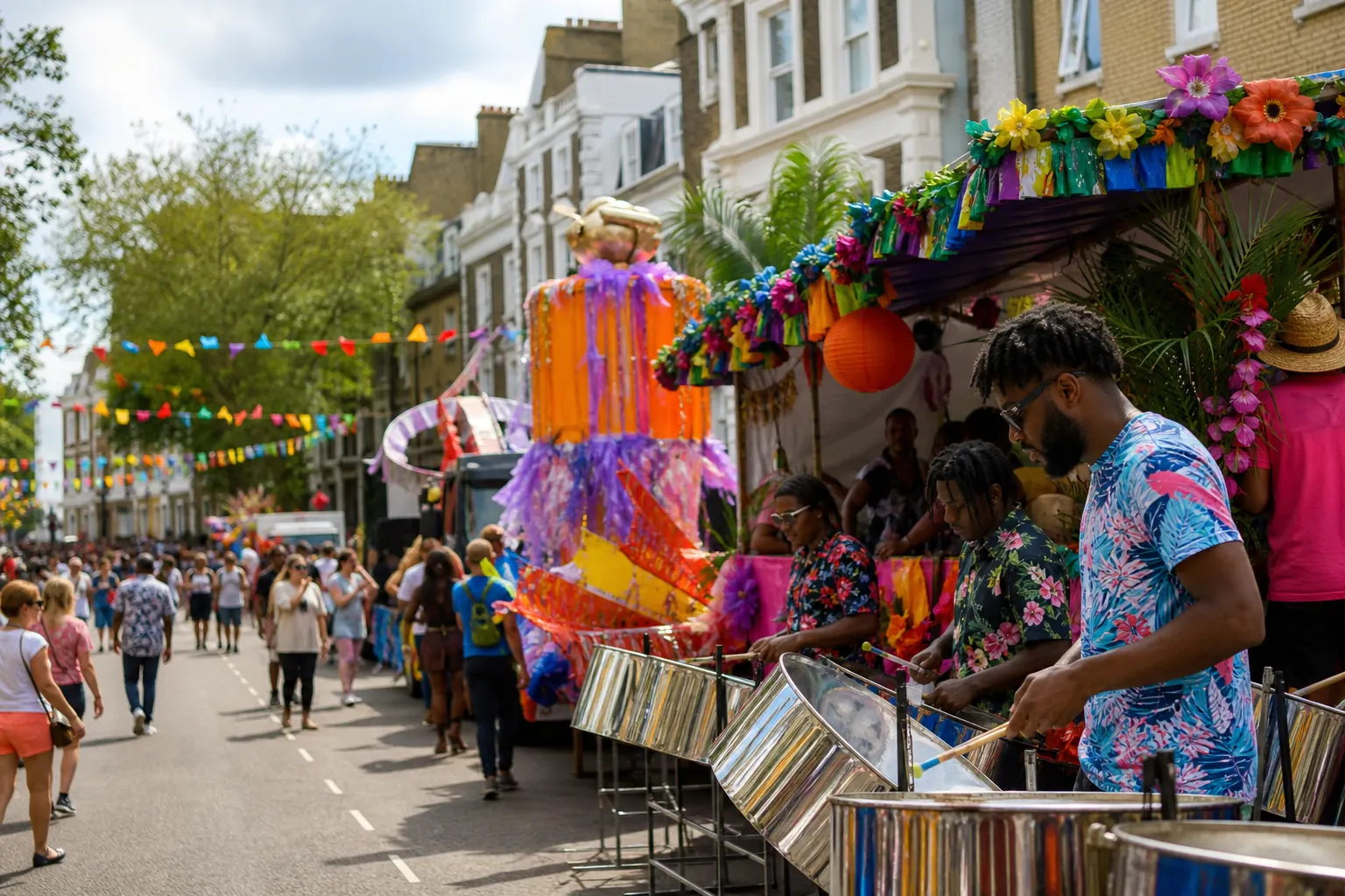Illustration éditoriale ; elle ne documente pas cette édition ni le lieu exact. Notting Hill Carnival à Londres