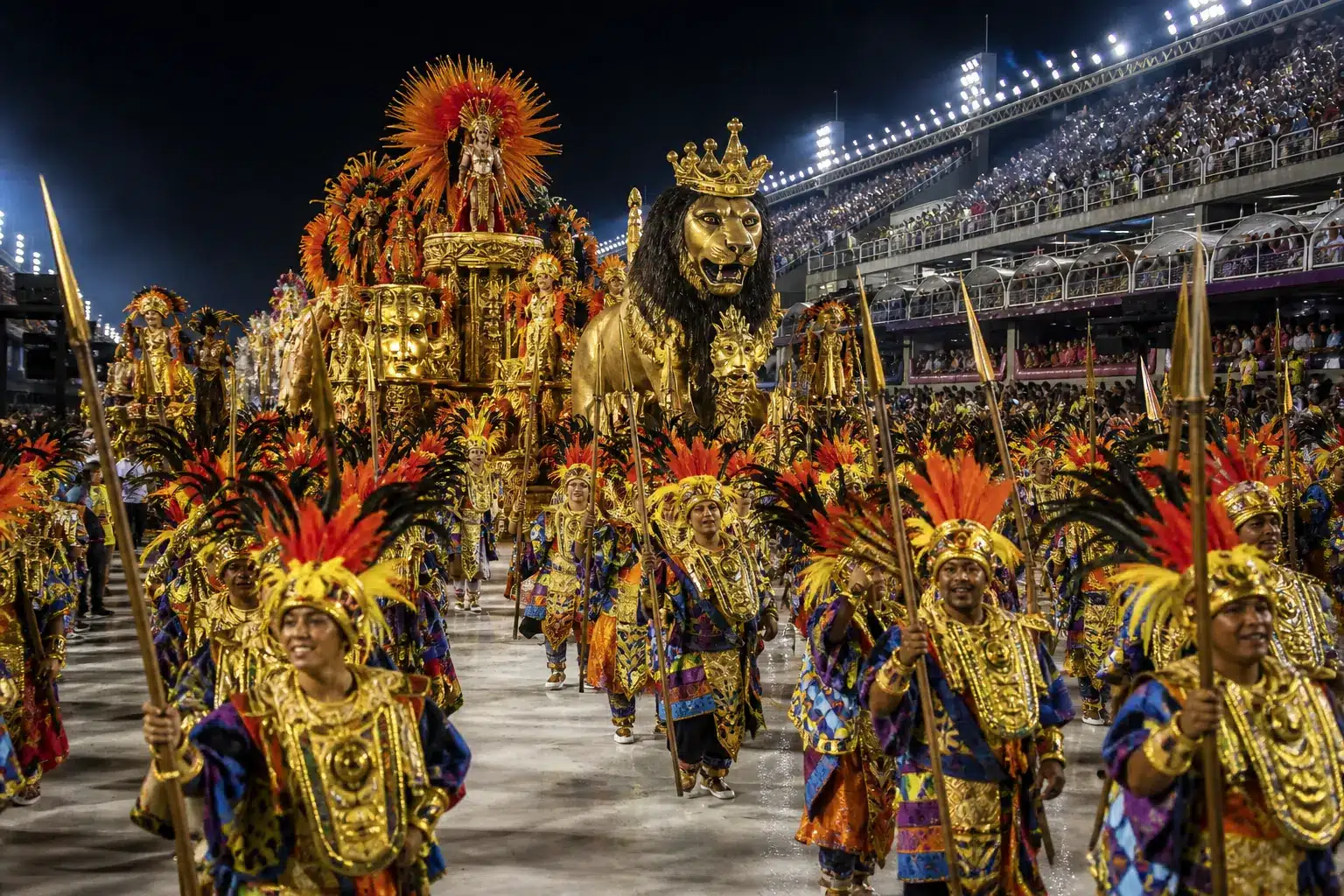 Editorial illustration; it does not document this edition or the exact venue. Rio Carnival — Special Group Parades in Rio de Janeiro