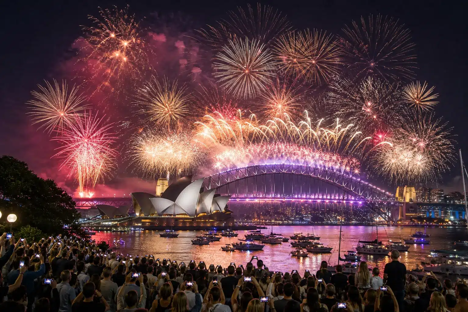 Illustration éditoriale ; elle ne documente pas cette édition ni le lieu exact. Nouvel An à Sydney à Sydney