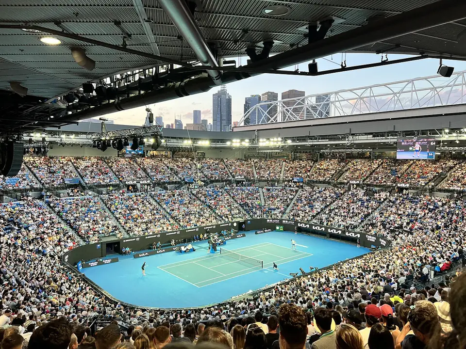 Rod Laver Arena Melbourne Park Australian Open 2023 quarter final dusk — 2023-01-25 20:35:07